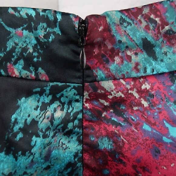 RAMPAGE BLACK PINK & TEAL CASCADING RUFFLE PAINT SPLATTER MINI SKIRT SIZE XS - Picture 6 of 8